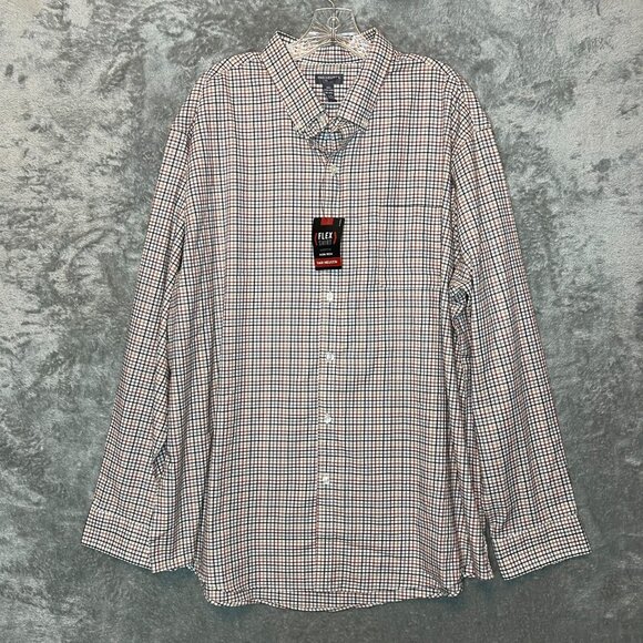 Van Heusen Men Plaid Non Iron Flex Stretch Long Sleeve Button Down Shirt 2XL NWT - Picture 1 of 12